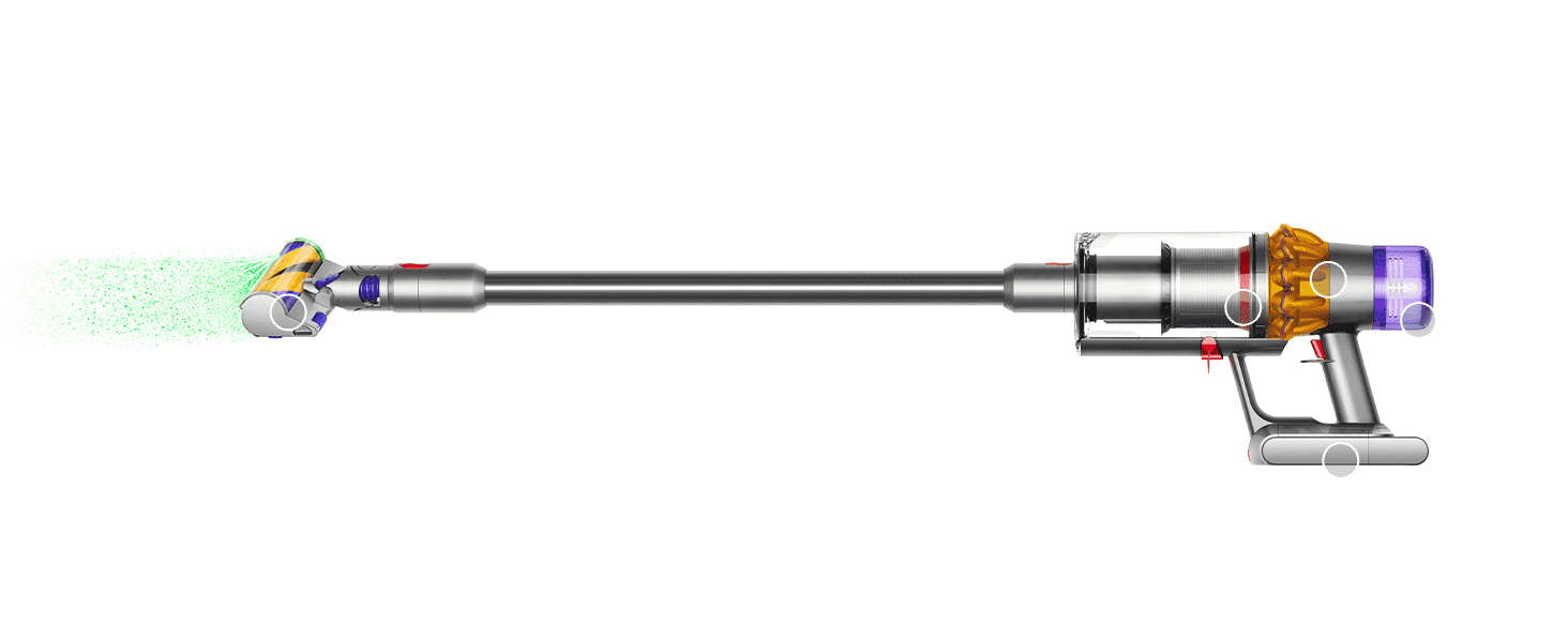 Marks hotspot points on the whole vacuum so shoppers can explore its parts and features.