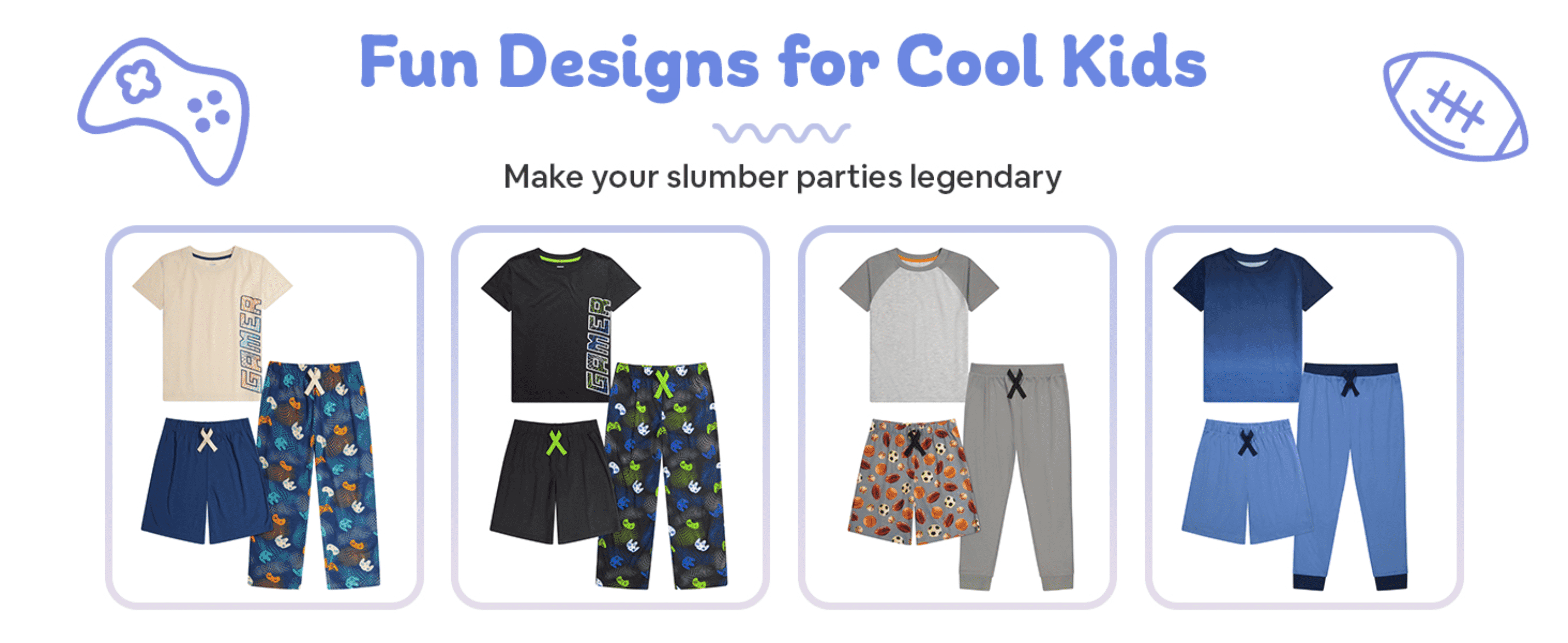 Showcases four different print/design options within the same product line to help shoppers pick their favorite style.