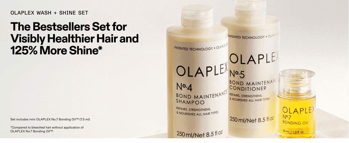 Shows shoppers exactly what comes in the Wash + Shine set, including the bonus mini bonding oil.