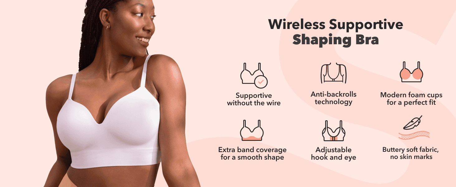 Summarizes six support and comfort benefits in a scannable icon grid to justify the purchase.
