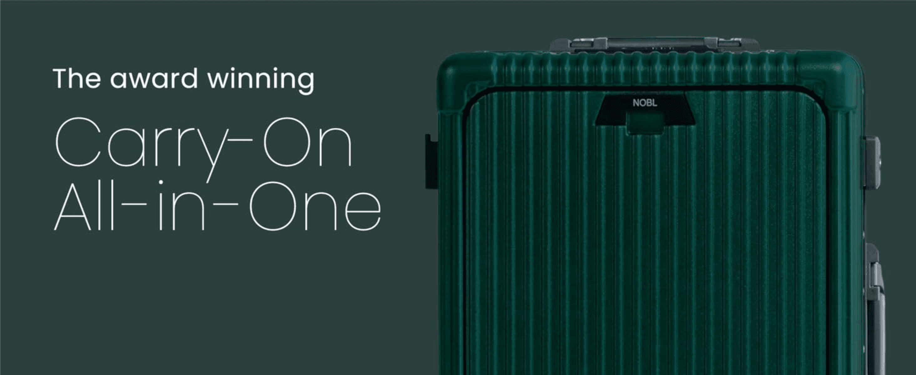 Establishes the product as an award-winning, premium carry-on to build immediate credibility with the shopper.