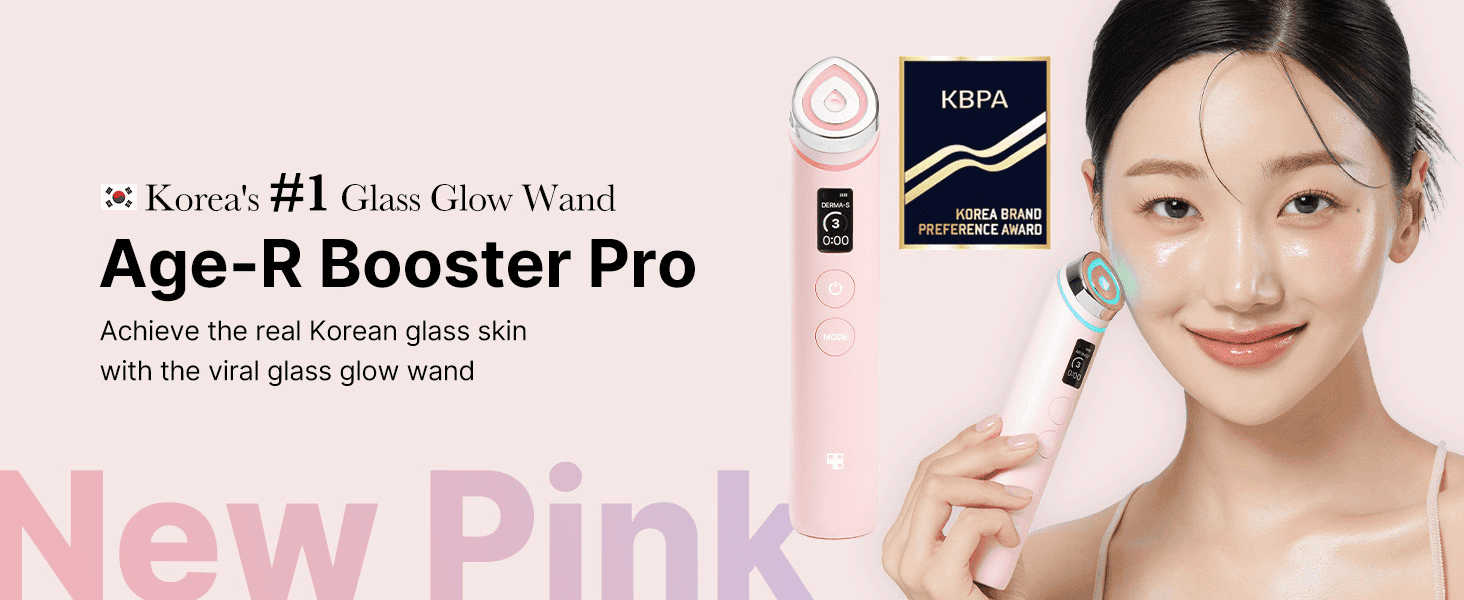 Introduces the Age-R Booster Pro and its new pink colorway to build brand and product recognition. Uses a Korea Brand Preference Award badge to build third-party credibility and trust in the…
