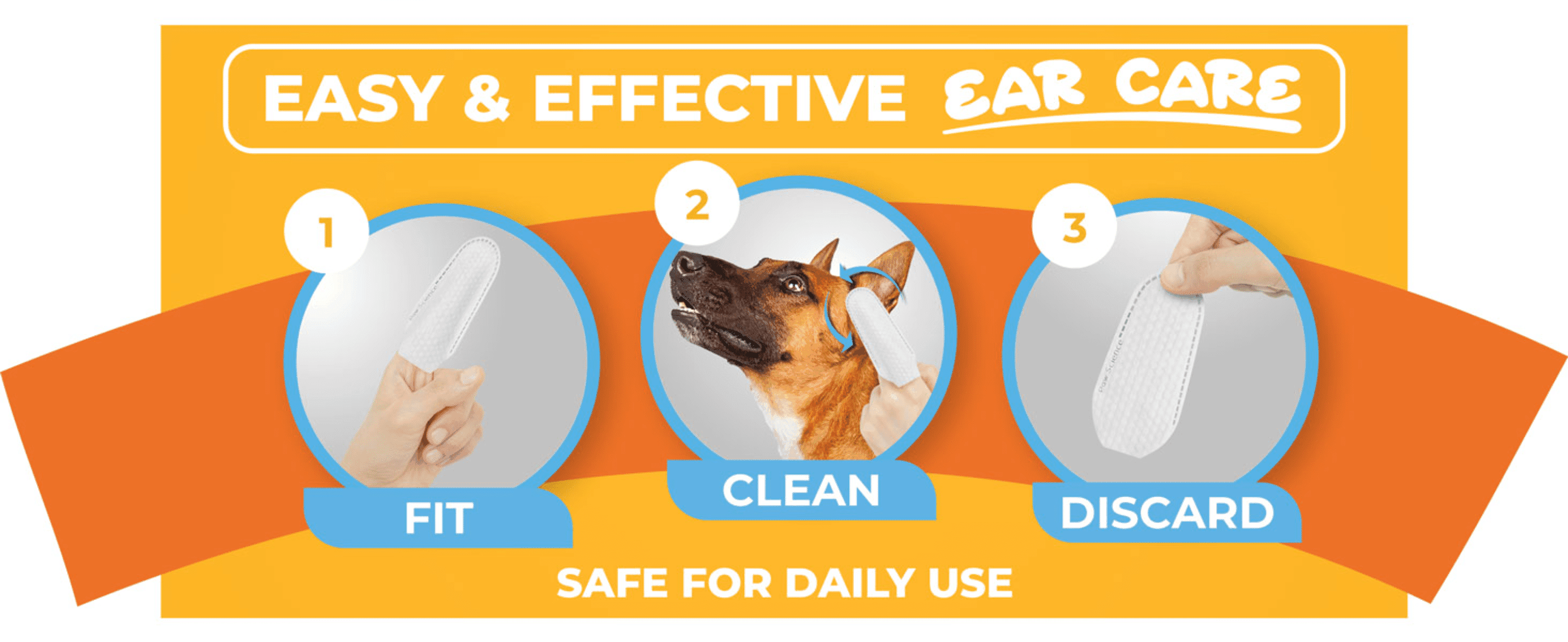 Walks shoppers through the simple Fit, Clean, Discard process to show how easy and safe daily ear cleaning is.