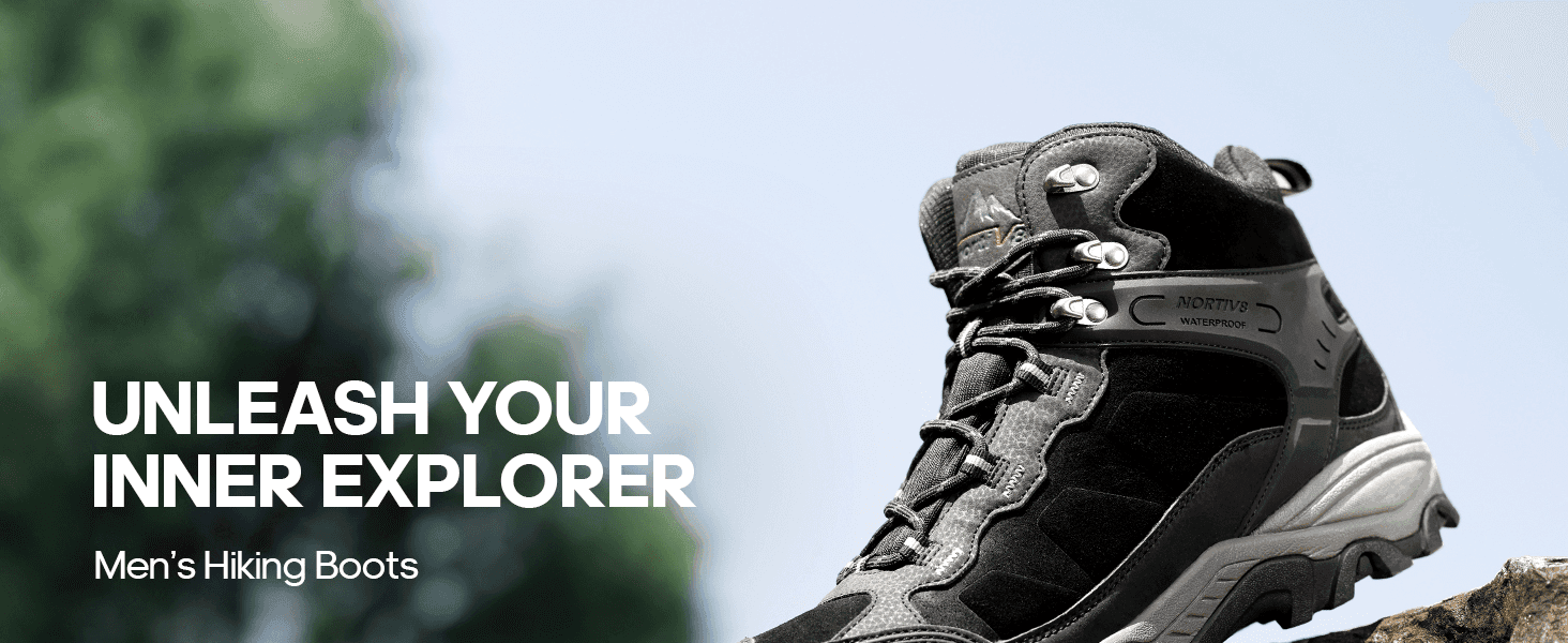 Uses an aspirational outdoor lifestyle image and tagline to position the boots for adventure and exploration.