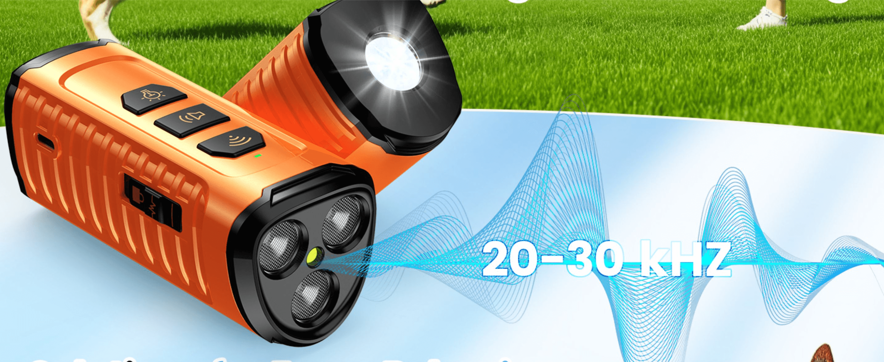 Highlights the specific ultrasonic frequency range the device emits to demonstrate its technical effectiveness.