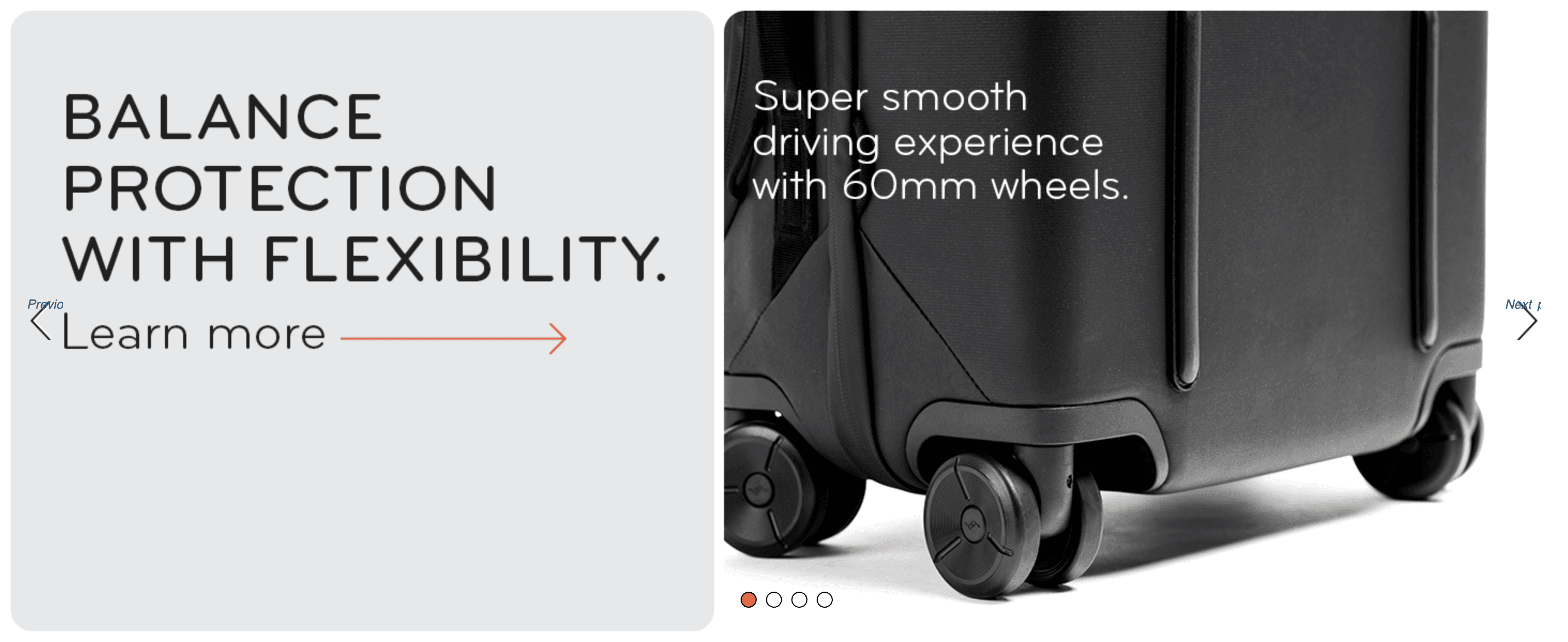 Highlights smooth, stable rolling performance from the 60mm wheels to reassure shoppers about ease of transport. Uses a specific wheel measurement to make the smooth-rolling performance claim feel…