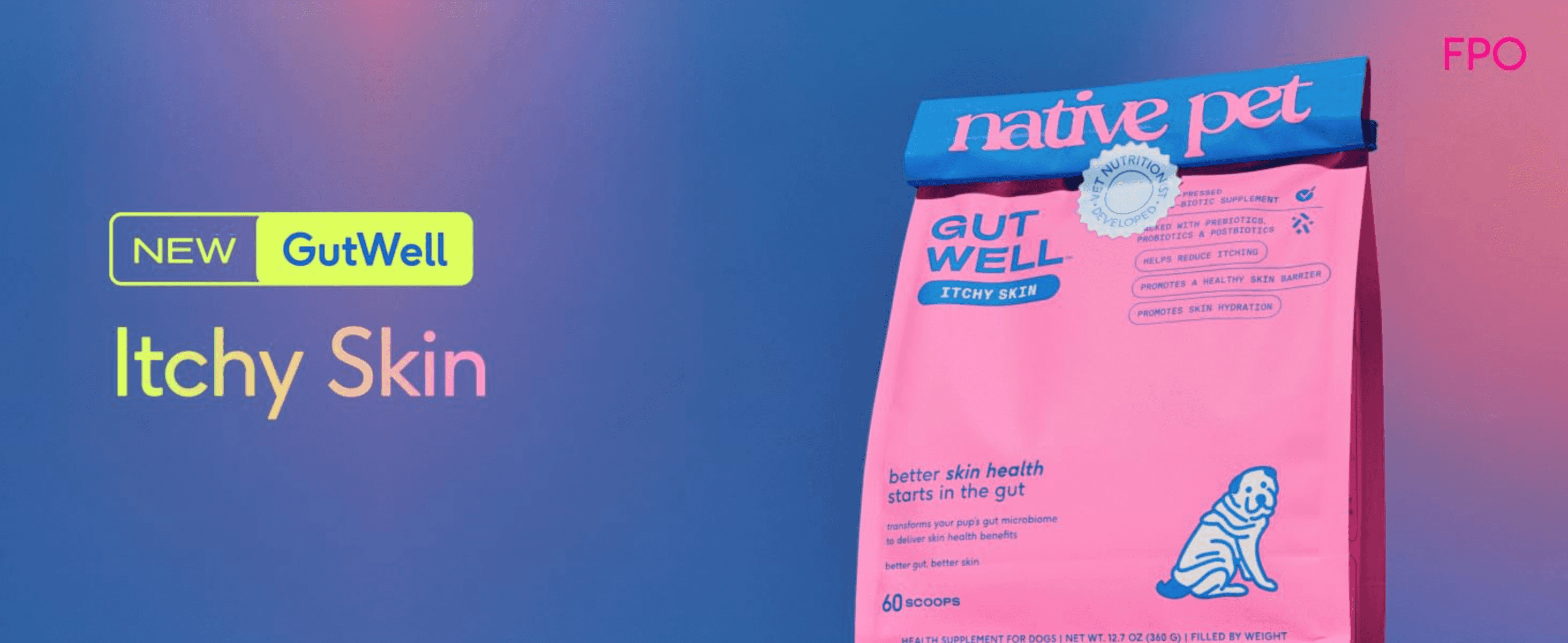 Introduces the GutWell Itchy Skin product and its core promise that better skin health starts in the gut.