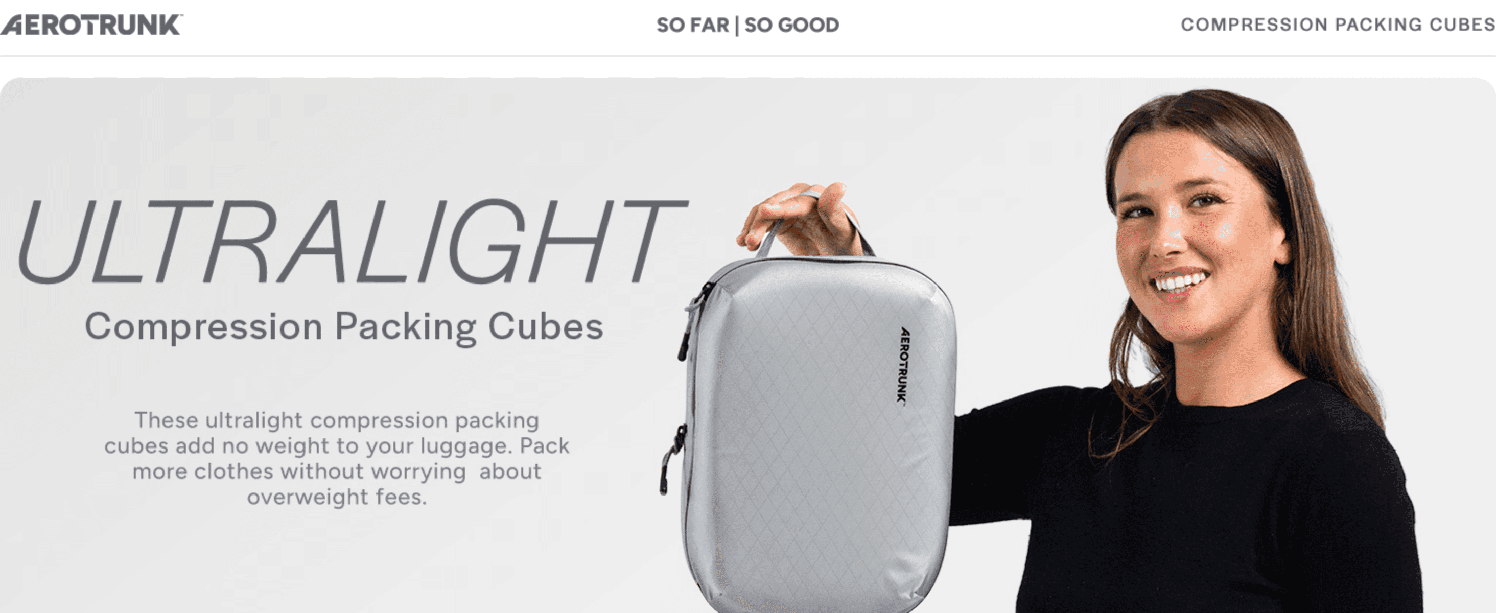 Communicates that the packing cubes add no weight to luggage, helping shoppers avoid overweight baggage fees.