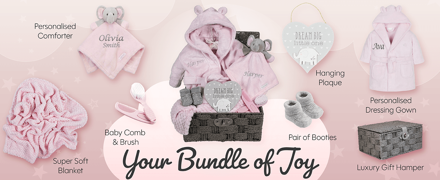 A+ Premium Modules for Hoolaroo Baby Gift Set Basket for Boys Blue Large Gift Hamper Boy Newborn Deer Comforter…
