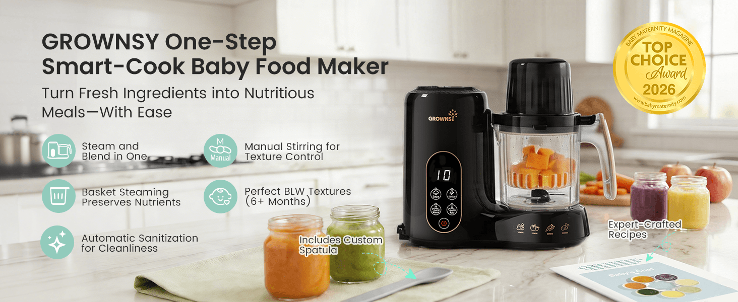 A+ Premium Modules for Grownsy Baby Food Maker & Processor with Dual-Layer Steam Basket