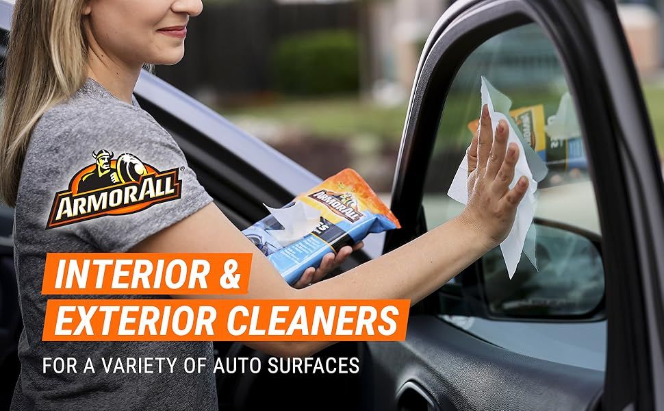 Demonstrates the versatility of the product by showing it can be used for both interior and exterior auto surfaces, helping shoppers understand the range of cleaning applications. Communicates the…