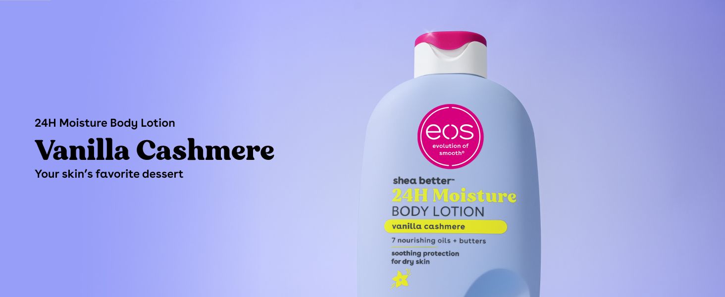 Highlights the Vanilla Cashmere scent and 24H moisture lotion to make the product appealing and memorable.