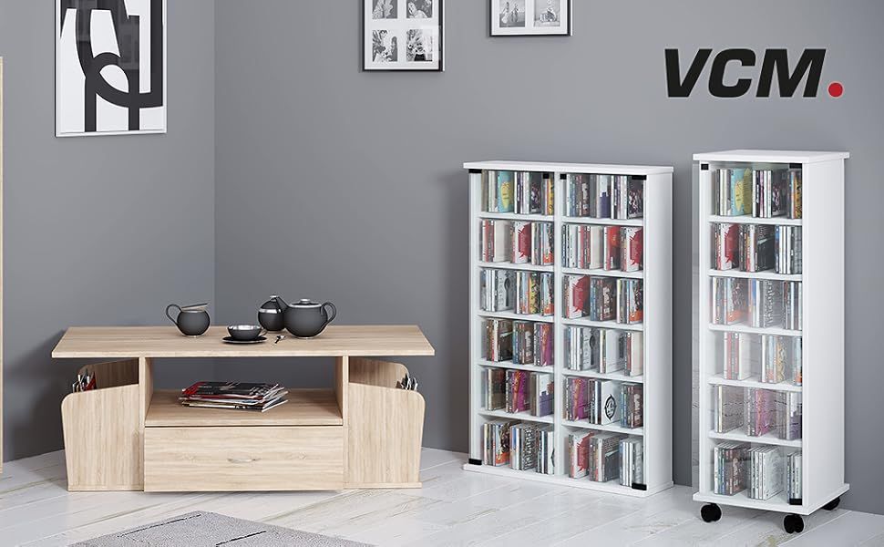 Shows the product in a real-world living room setting to help shoppers visualize how the storage units would look and function in their own home.