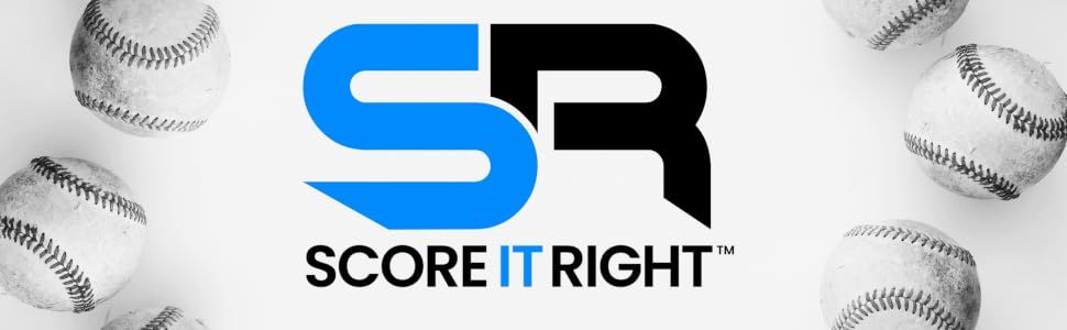 Introduces the Score It Right brand with a bold logo and tagline to build brand recognition and trust with baseball shoppers.