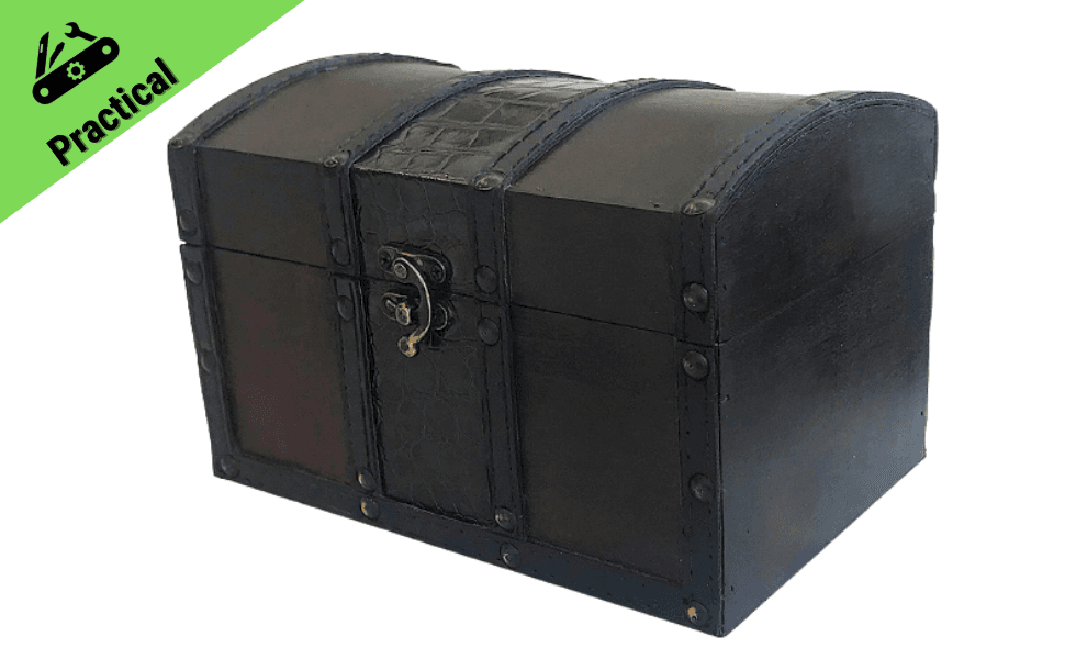 Flags the chest as a practical everyday storage option with a green Practical badge to reassure shoppers it is useful beyond decoration.