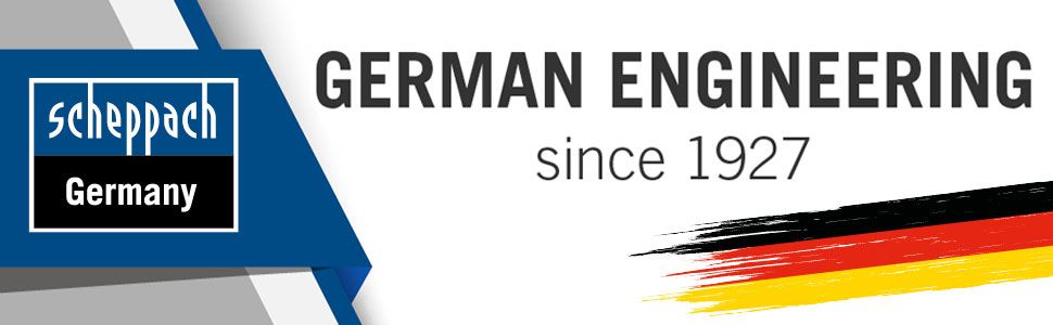 Establishes Scheppach as a German engineering brand with heritage since 1927 to build trust and credibility with shoppers.