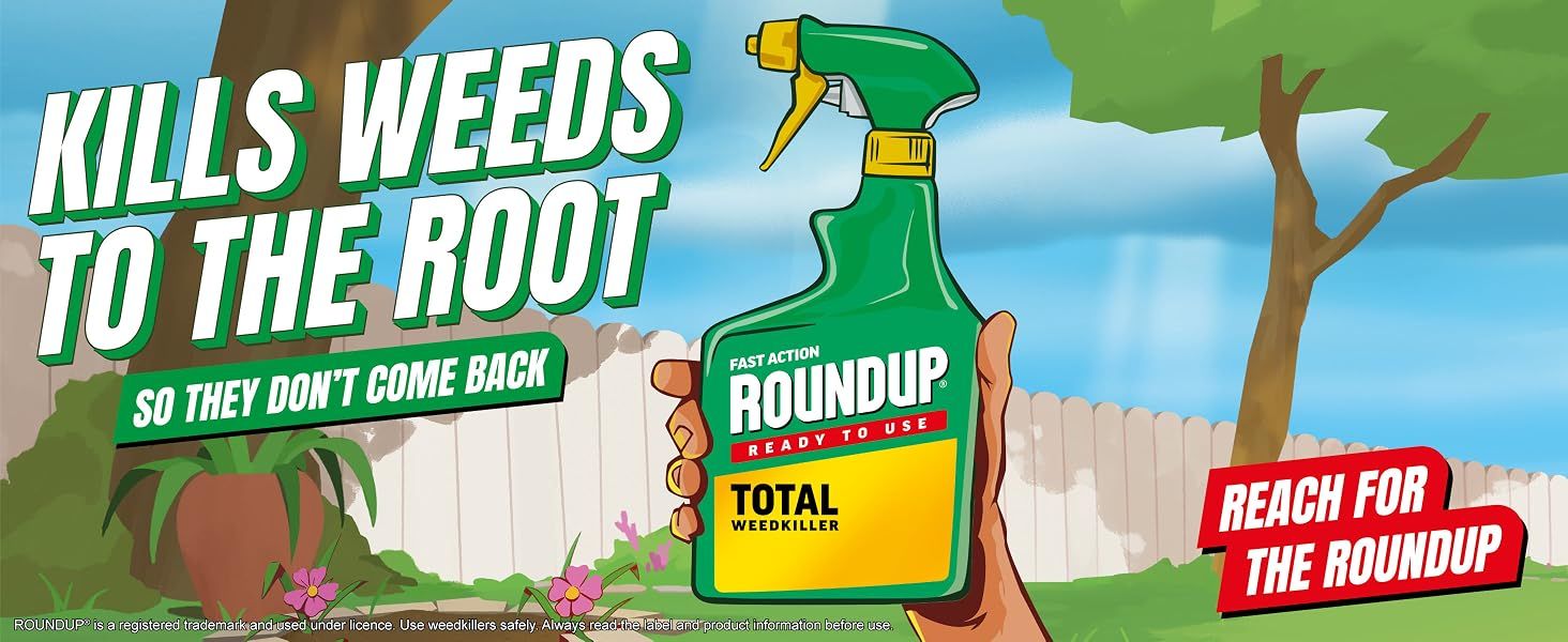 Communicates that the product eliminates weeds at the root so they do not return, reassuring shoppers of lasting results. The bold headline and call to action reinforce its strength and ready to use…