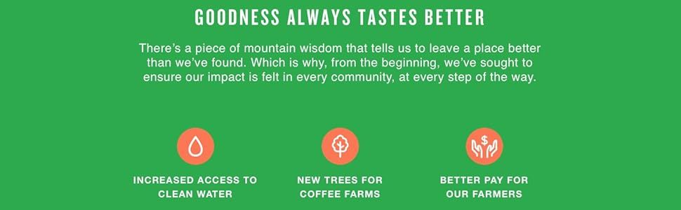 Communicates the brand's commitment to social responsibility and environmental impact across multiple dimensions to build trust and emotional connection with conscious shoppers.