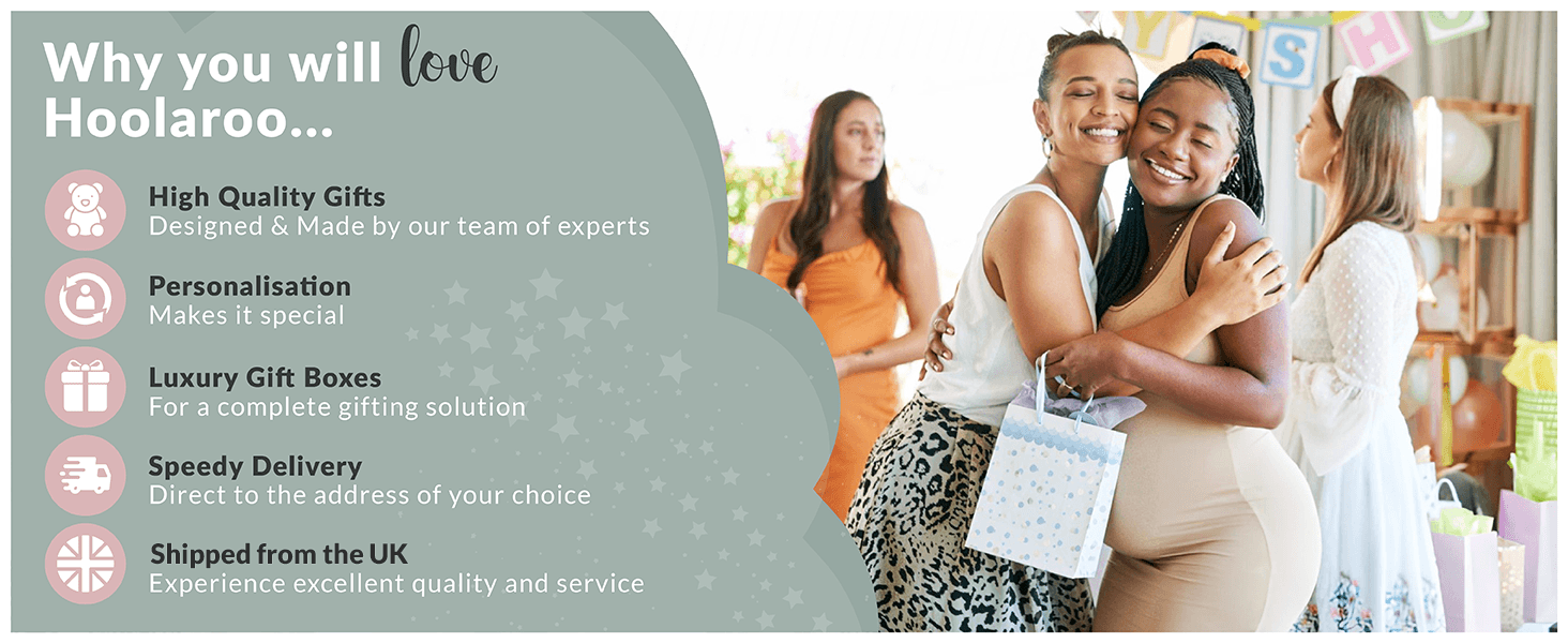 A+ Premium Modules for Hoolaroo Baby Gift Set Basket for Boys Blue Large Gift Hamper Boy Newborn Deer Comforter…