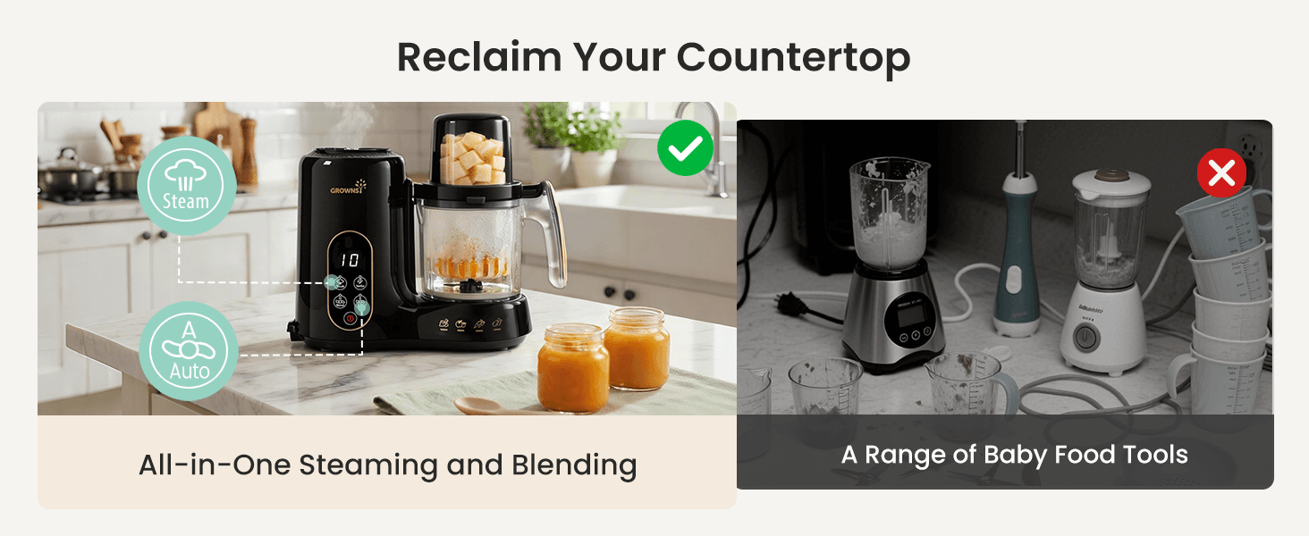 A+ Premium Modules for Grownsy Baby Food Maker & Processor with Dual-Layer Steam Basket