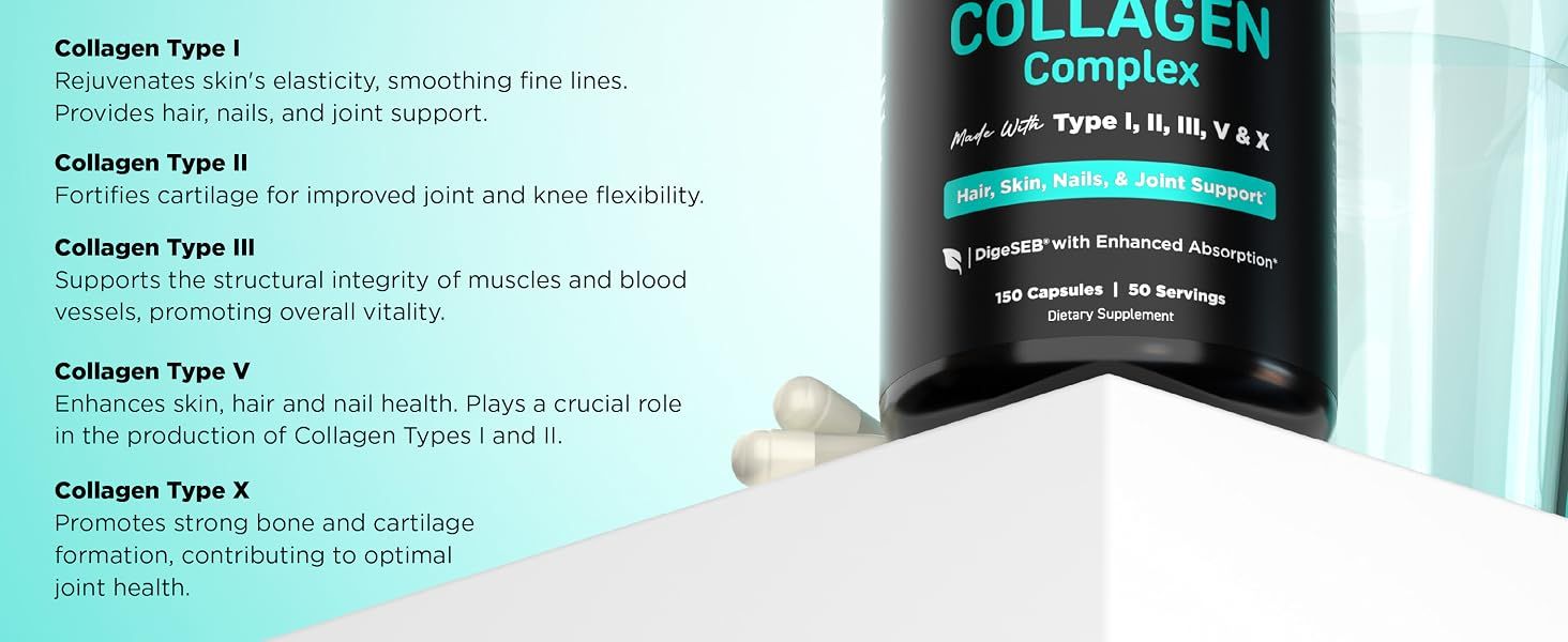 Educates shoppers on the different types of collagen in the product and their specific health benefits, helping them understand the comprehensive value and targeted support for skin, joints, hair,…