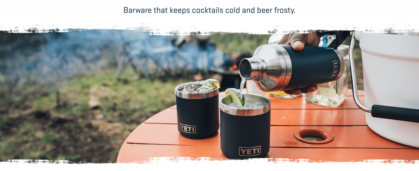 Communicates the products ability to keep drinks cold, reassuring shoppers about the barwares insulation performance for cocktails and beer.