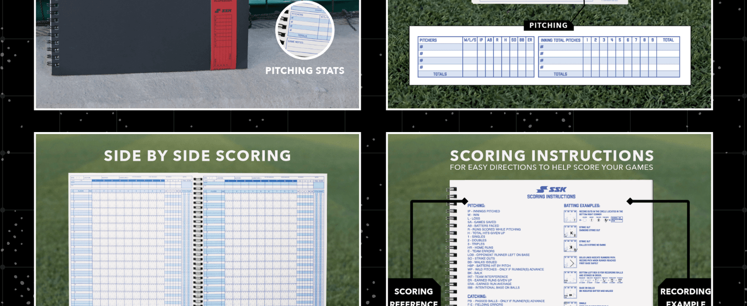 Walks shoppers through how to score games using the scorebook with a labeled instruction sheet and recording example so they know how the book works. Shows the multiple ways the scorebook tracks…