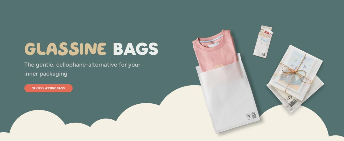 Presents glassine bags as a gentle cellophane alternative for inner packaging to help shoppers quickly understand the core product benefit.