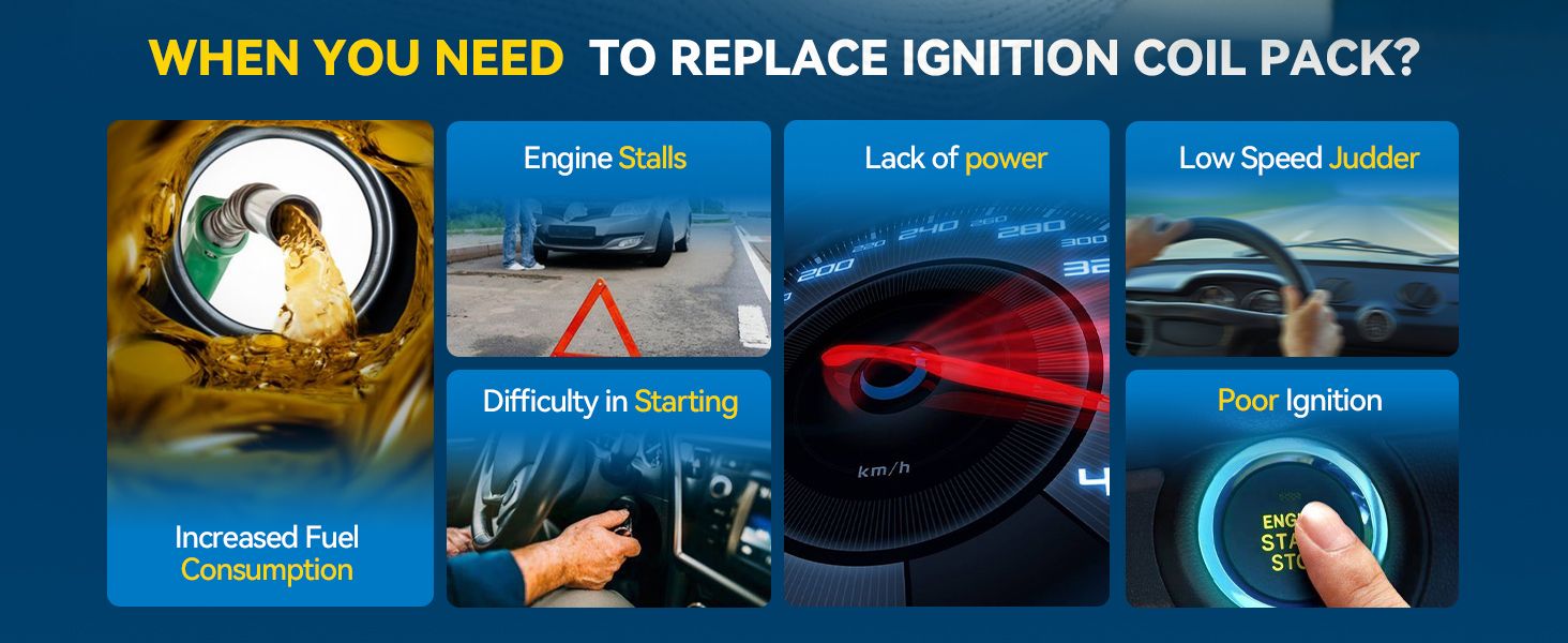 Shows six warning signs of a failing ignition coil pack so shoppers can recognize when replacement is needed and understand the value of this part.