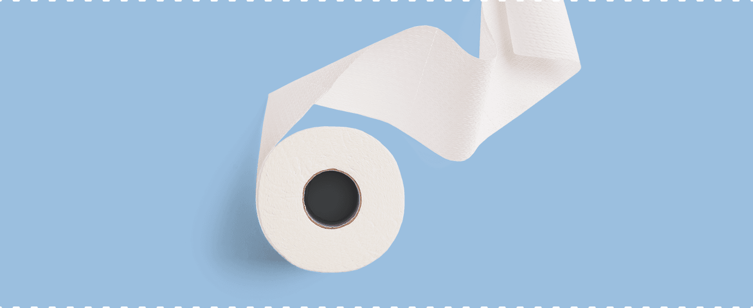 Communicates the large quantity of toilet paper in the product, emphasizing value to shoppers.