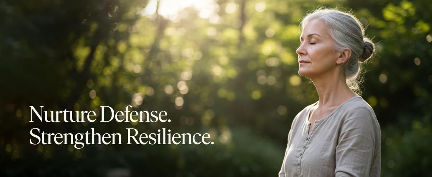 Communicates the core brand promise of nurturing defense and strengthening resilience, building emotional connection and trust with shoppers through lifestyle imagery and aspirational messaging.