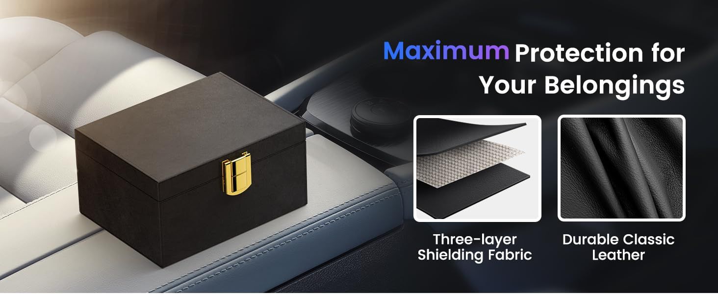 Highlights multiple protective features of the product in a segmented layout to reassure shoppers about the quality and durability of materials used.