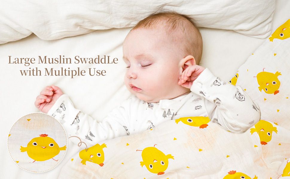 Demonstrates that the muslin swaddle has multiple uses beyond swaddling, reassuring shoppers of the product's versatility and value. Shows the product in a real-world nursery setting to help…
