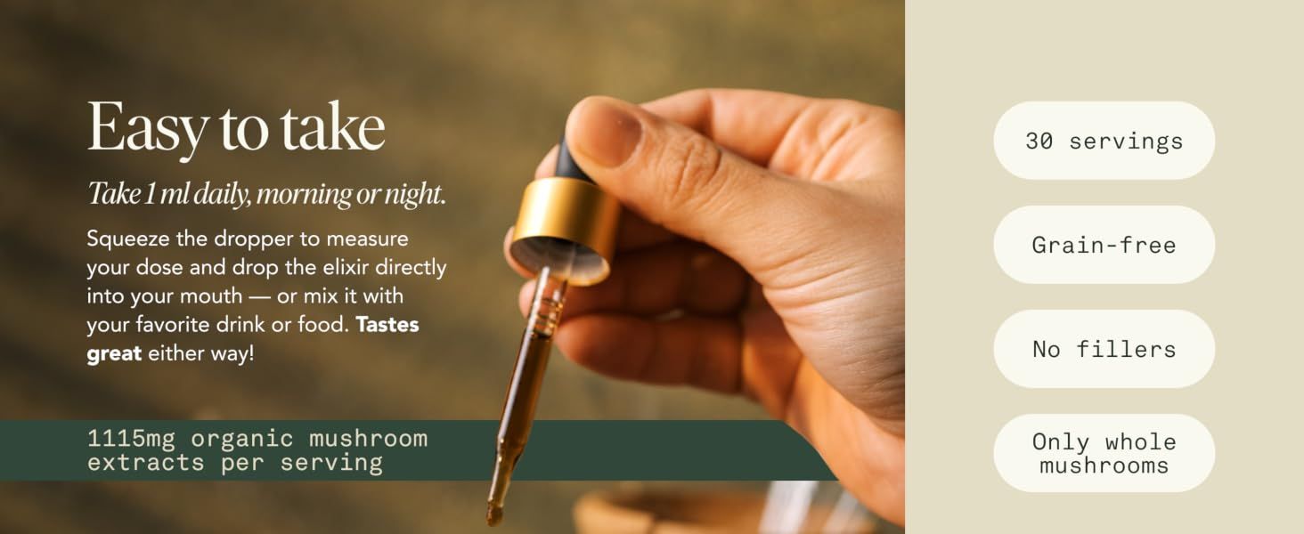 Demonstrates how to use the product with simple instructions and dosage information, while also highlighting key product attributes like grain-free and whole mushroom content. Emphasizes the…