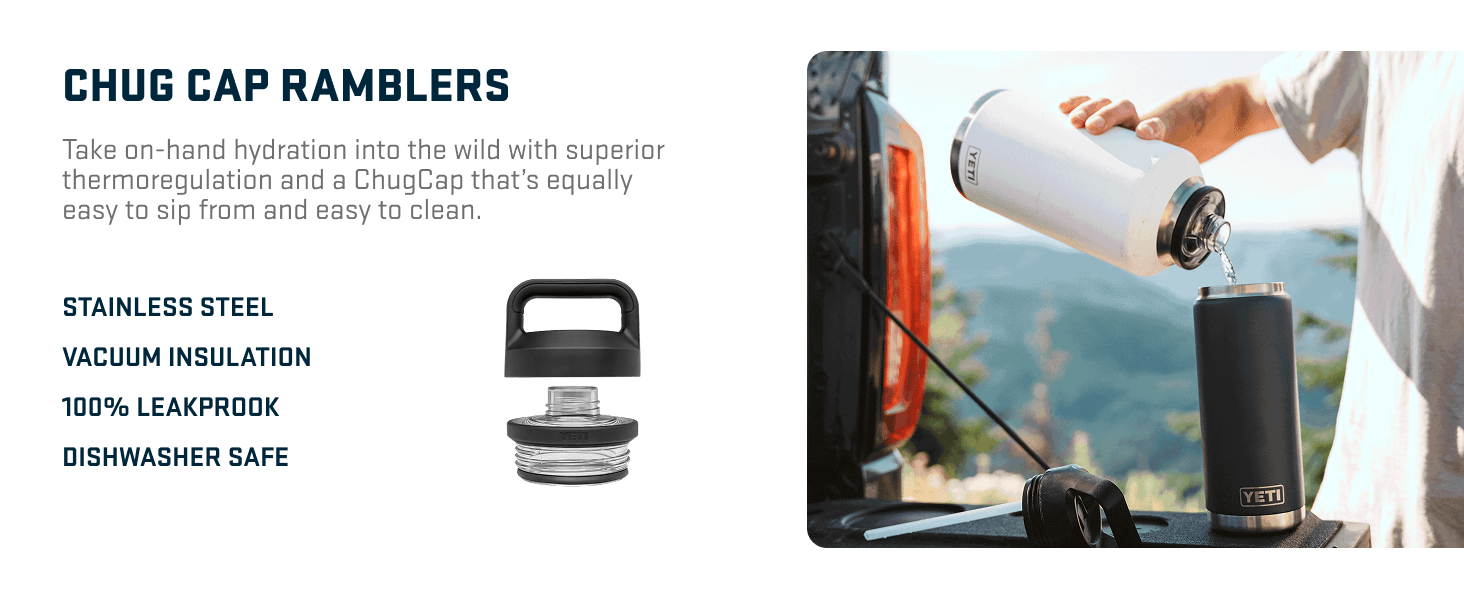 Highlights multiple key product benefits including stainless steel construction, vacuum insulation, leakproof design, and dishwasher safety to communicate quality and convenience.