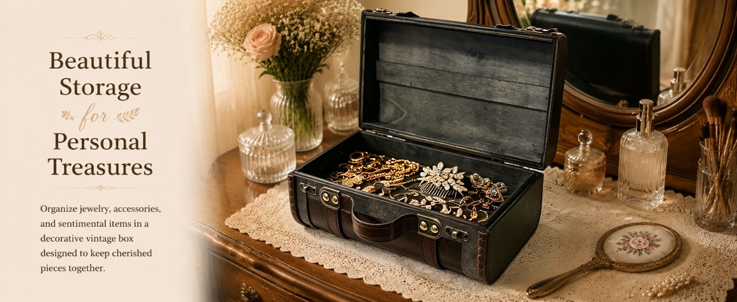 Presents the box as an elegant way to organize and protect jewelry and sentimental items.