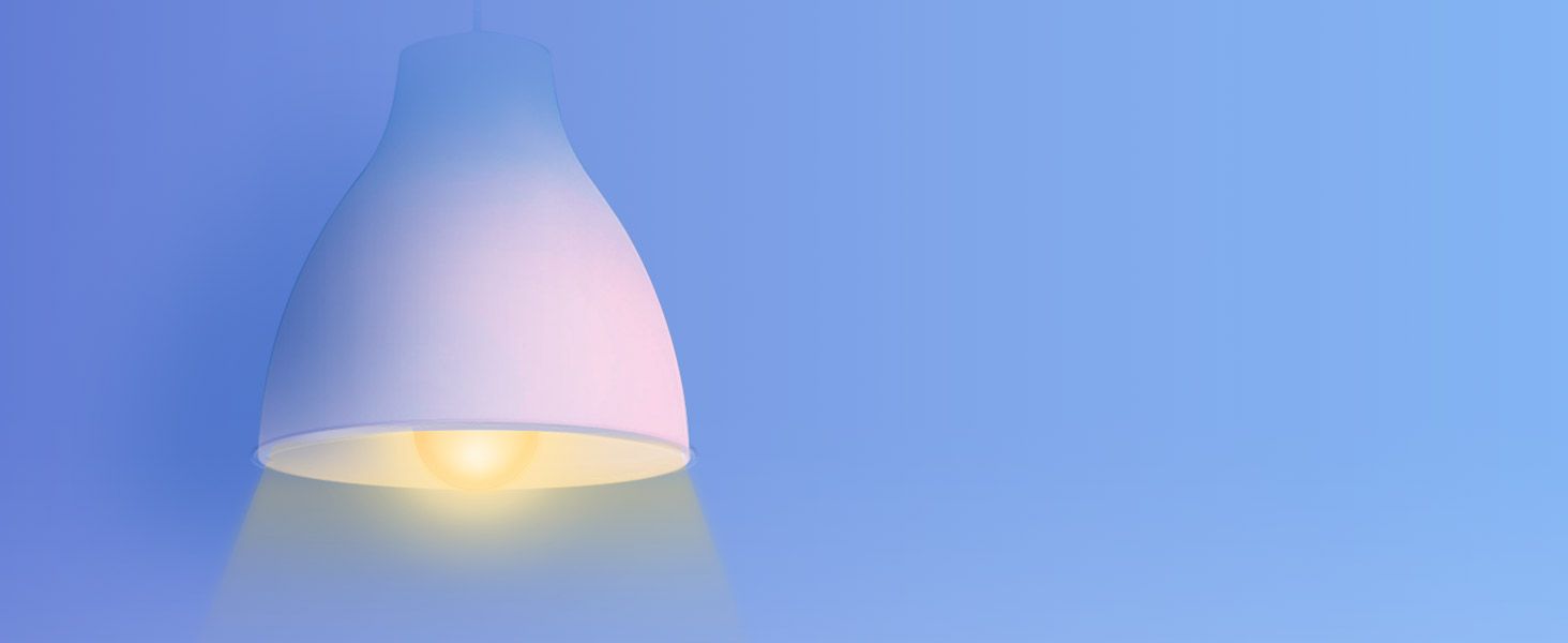 Presents a single warm glow from a pendant lamp to suggest cozy, inviting illumination.
