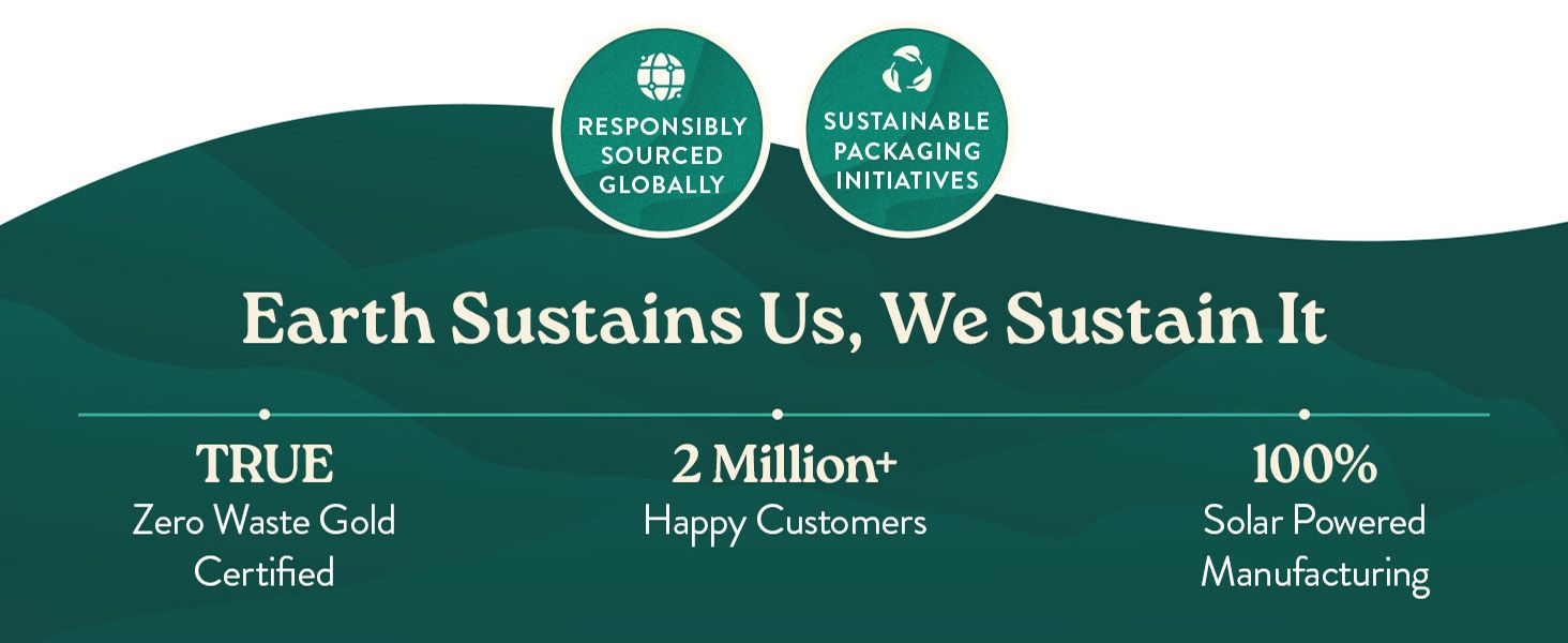 Highlights the brands environmental commitment through Zero Waste Gold certification, responsible sourcing, sustainable packaging, and solar-powered manufacturing to reassure eco-conscious shoppers.…