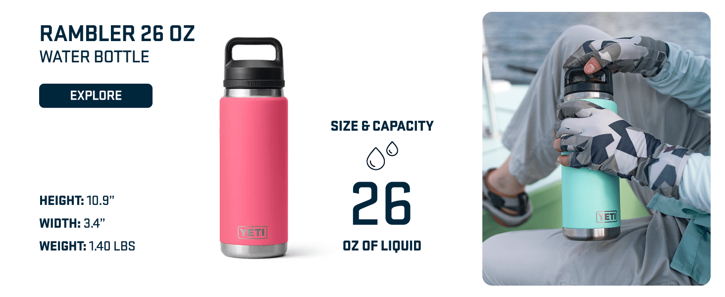 Presents one size option from the brand's Rambler water bottle lineup, helping shoppers understand the 26 oz variant's specifications and use context. Communicates the exact physical dimensions and…