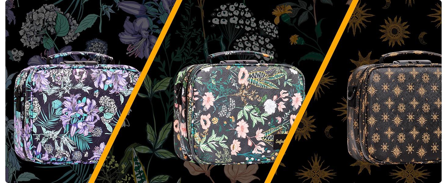 Shows the bag in three floral and celestial print options to suggest a gift choice and help shoppers pick a style. Presents the brand's lineup of print designs side by side so shoppers can choose…
