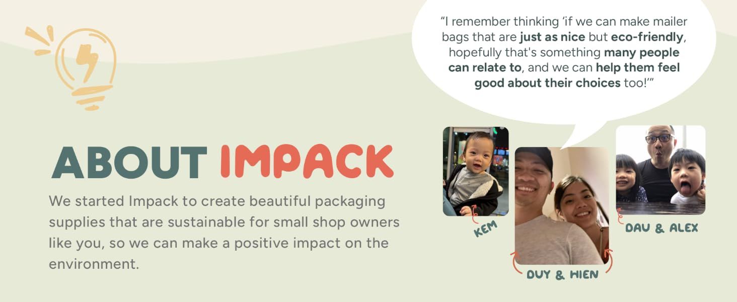 Introduces the Impack brand and its mission to create beautiful, eco-friendly packaging supplies for small shop owners to build trust and emotional connection. A quoted founder statement about…