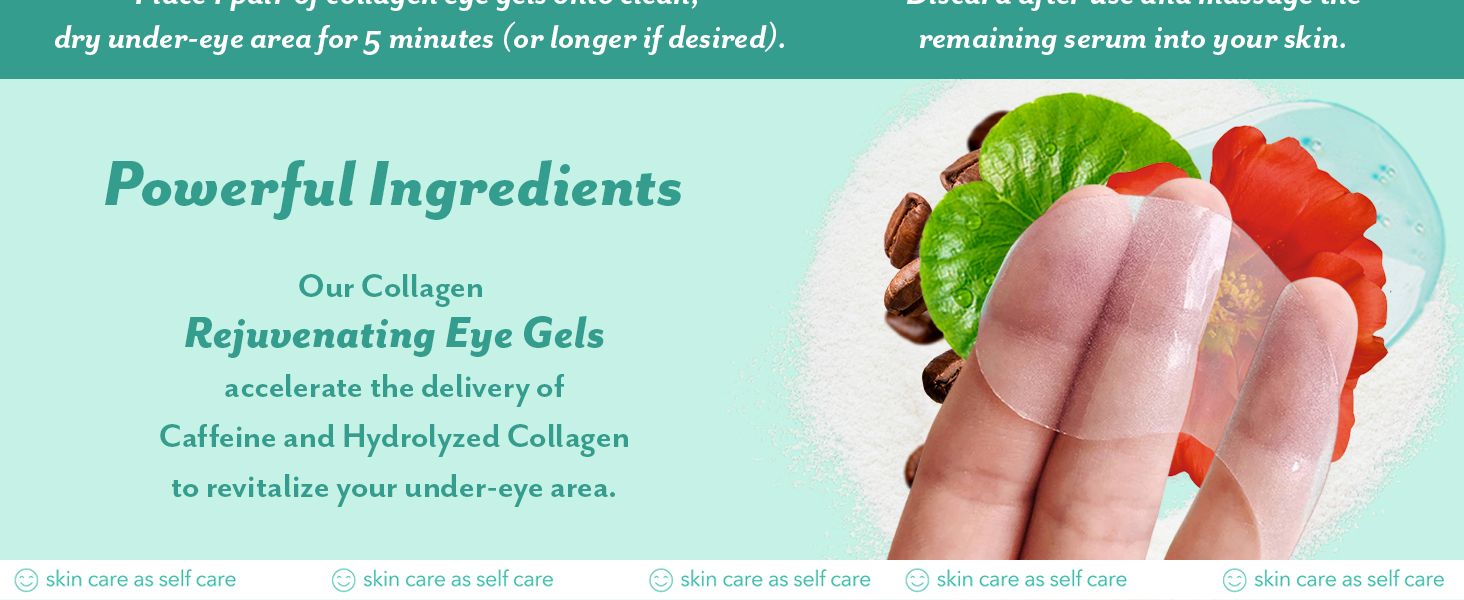 Communicates the key active ingredients in the eye gel product and their rejuvenating benefits to help shoppers understand what makes the product effective.