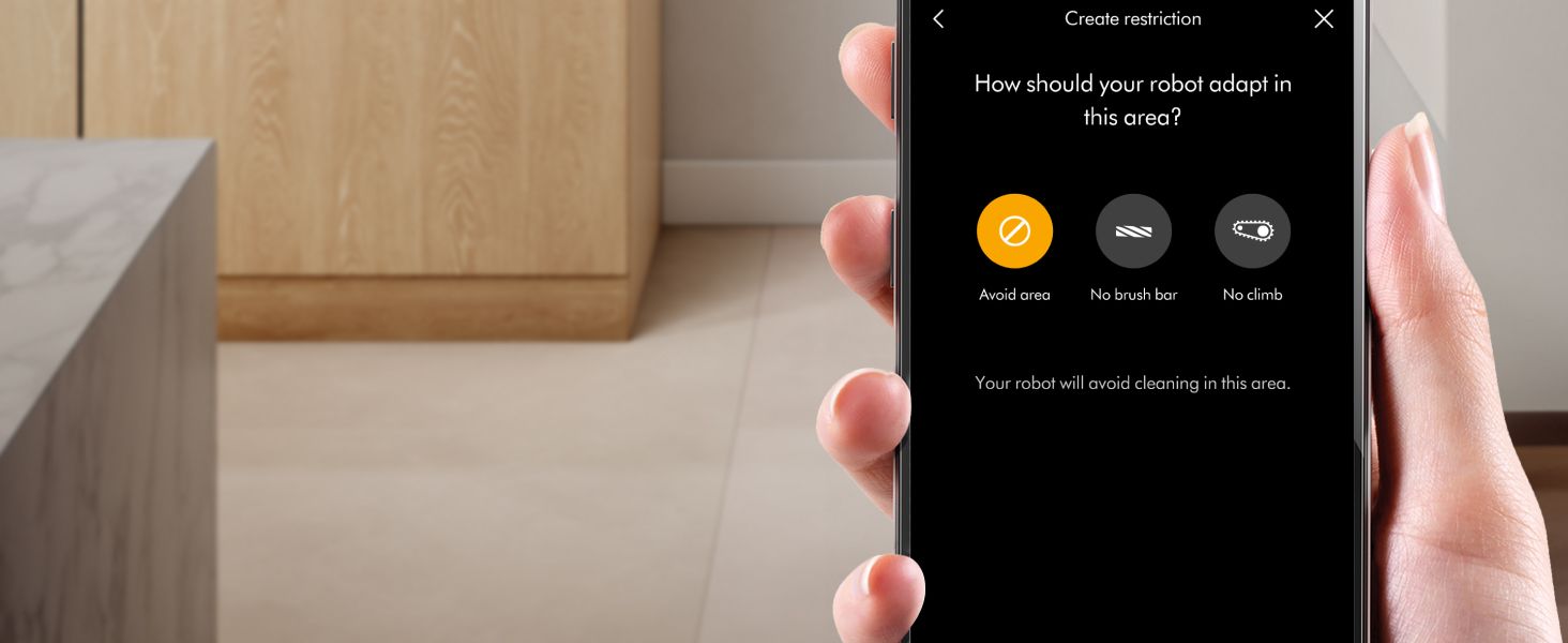 Demonstrates how to configure zone restrictions using the mobile app, helping shoppers understand the ease of customizing cleaning areas. Highlights the ability to create custom cleaning…