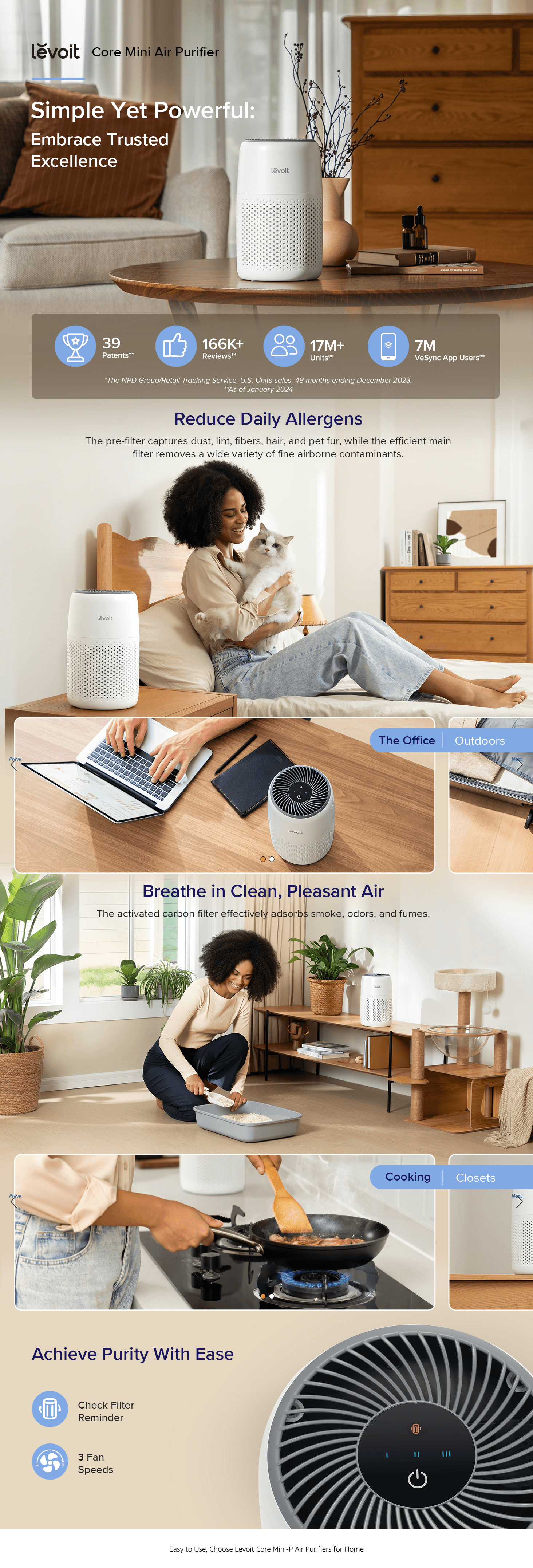Premium A+ Content for Amazon.com: LEVOIT Air Purifiers for Bedroom Home