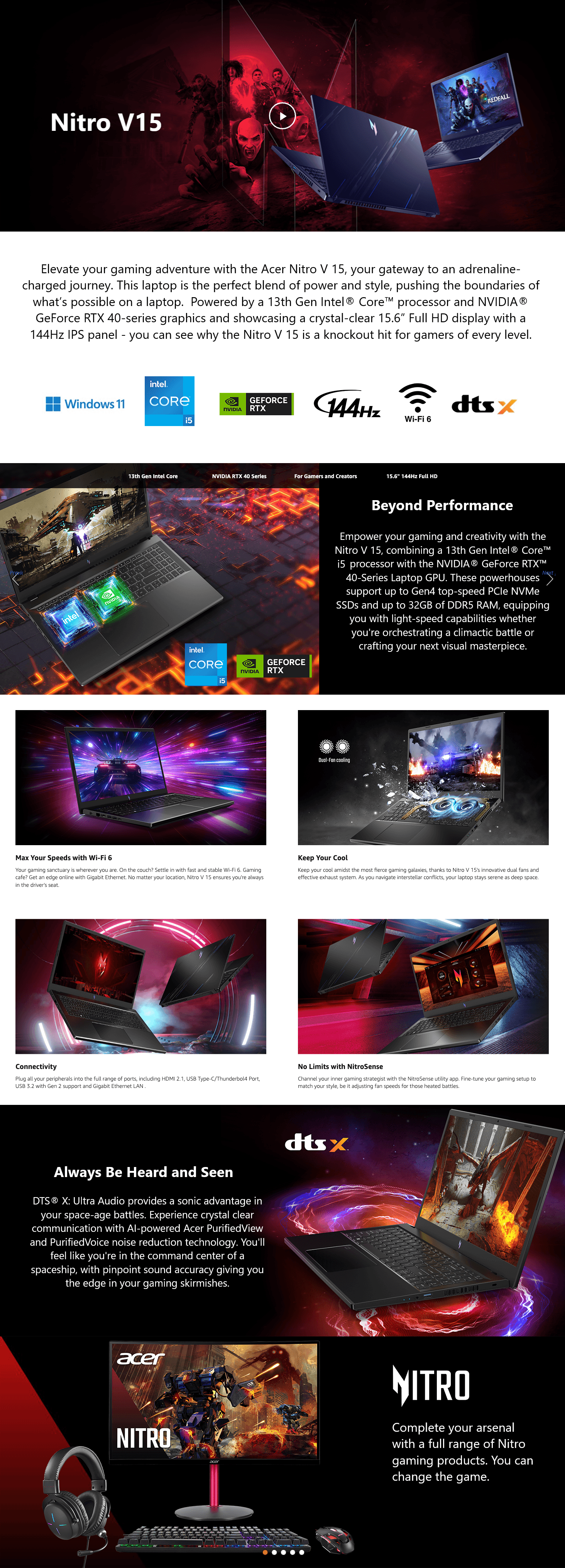 Premium A+ Content for Amazon.com: acer Nitro V Gaming Laptop