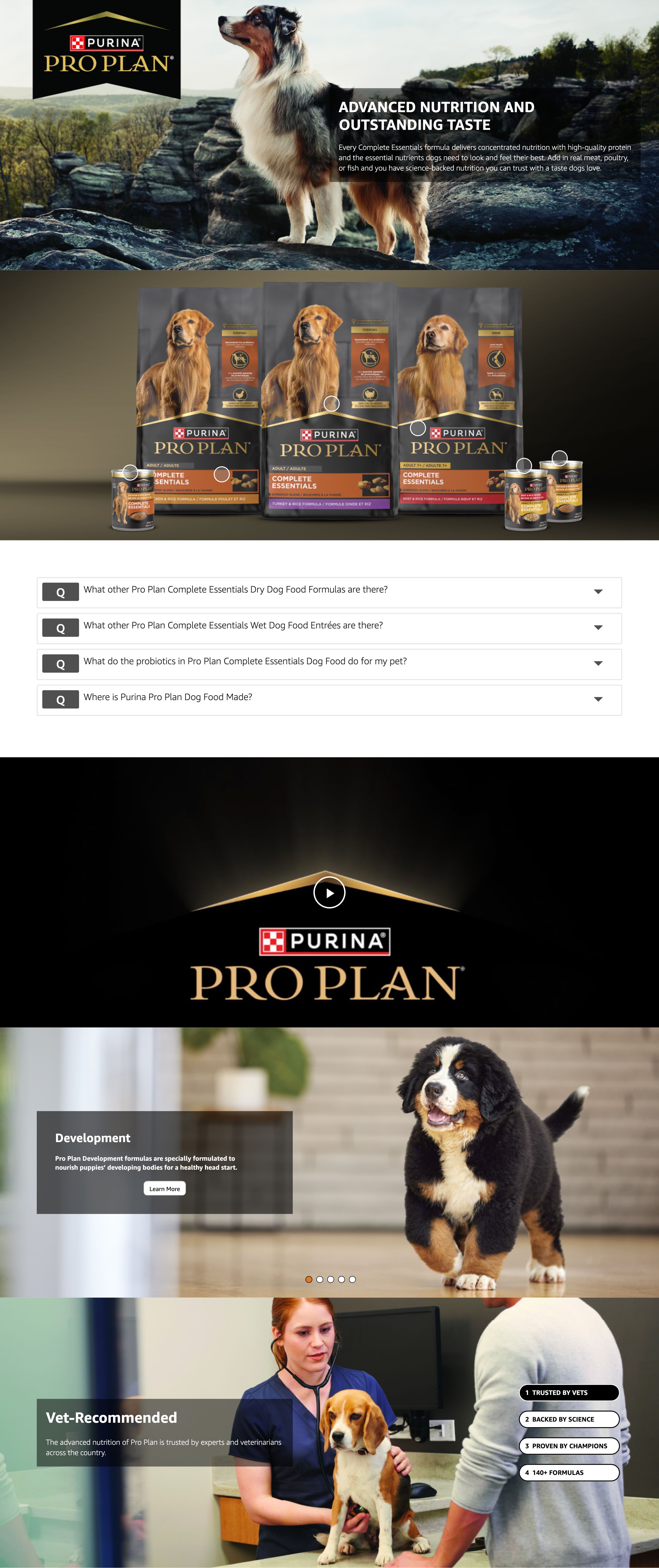 Premium A+ Content for Amazon.com : Purina Pro Plan Complete Essentials Shredded Blend Beef and Rice Dog Food…