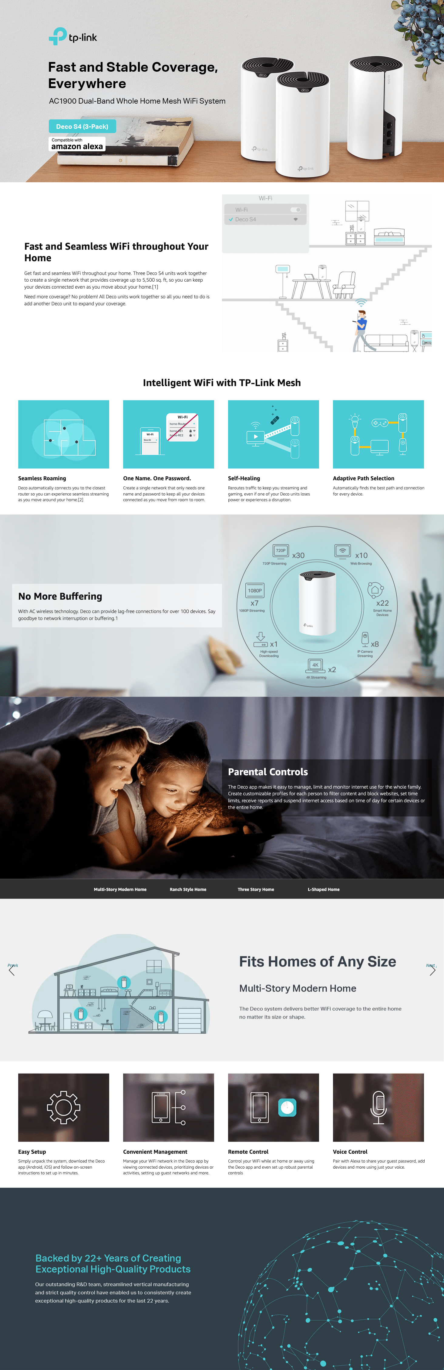 Premium A+ Content for Amazon.com: TP-Link Deco Mesh AC1900 WiFi System (Deco S4)