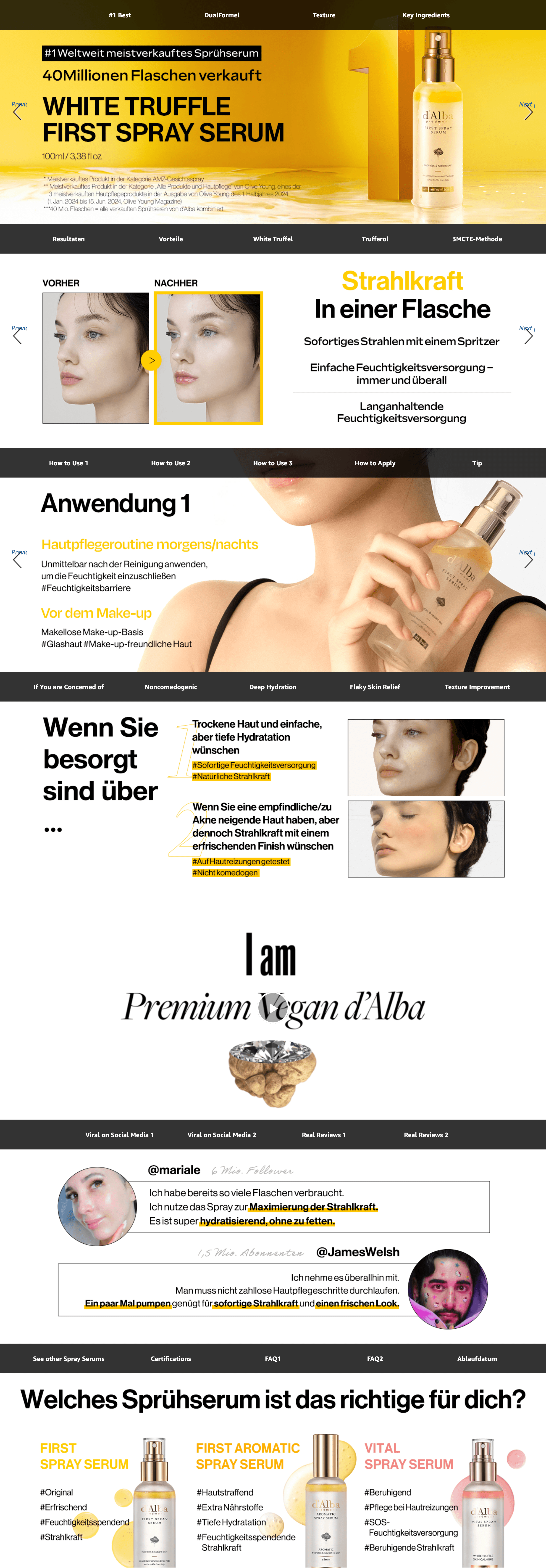 Premium A+ Content for d'alba Italian White Truffle First Spray Serum Spraying Serum