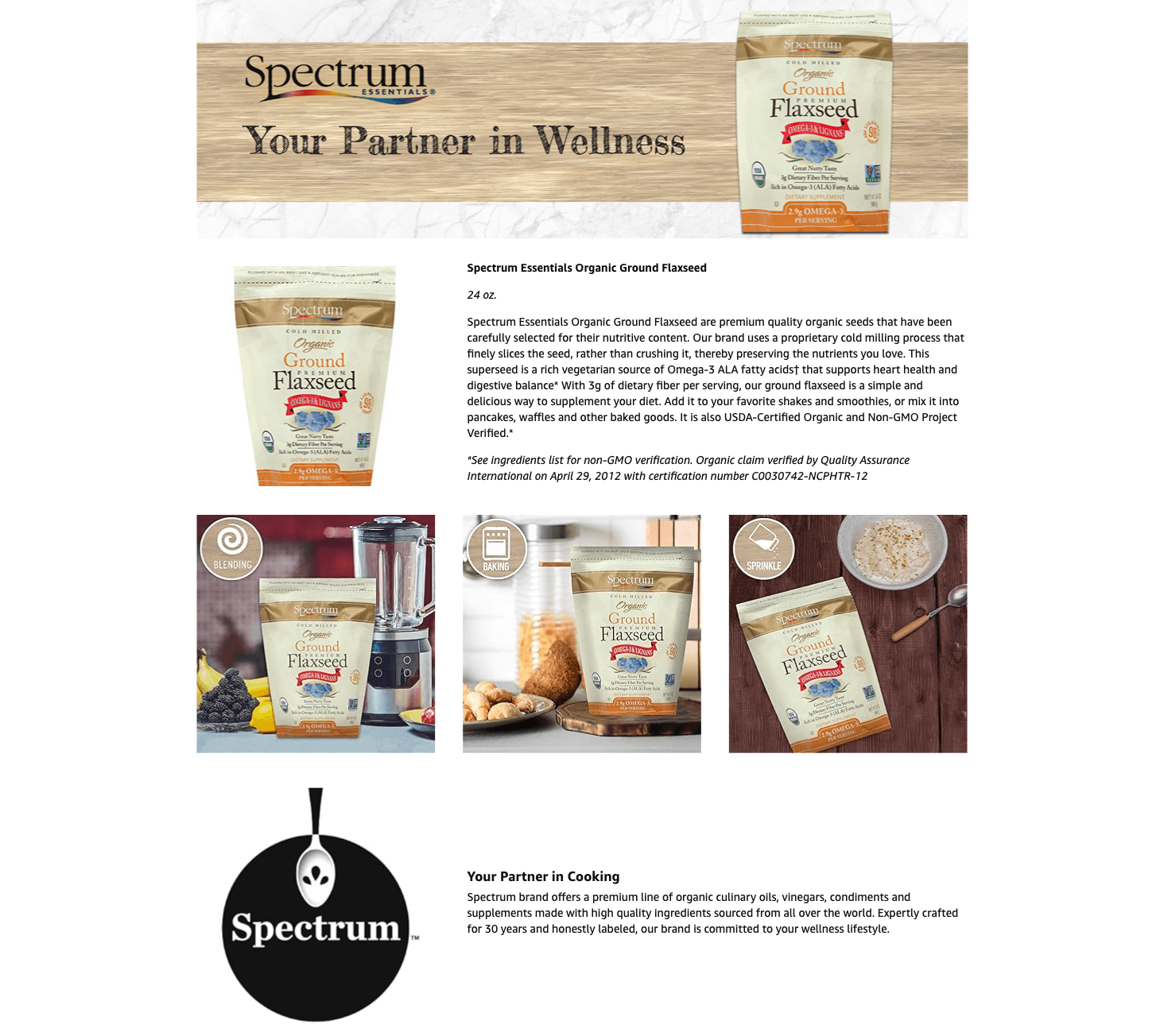 Premium A+ Content for Amazon.com : Spectrum Essentials Organic Ground Premium Flaxseed