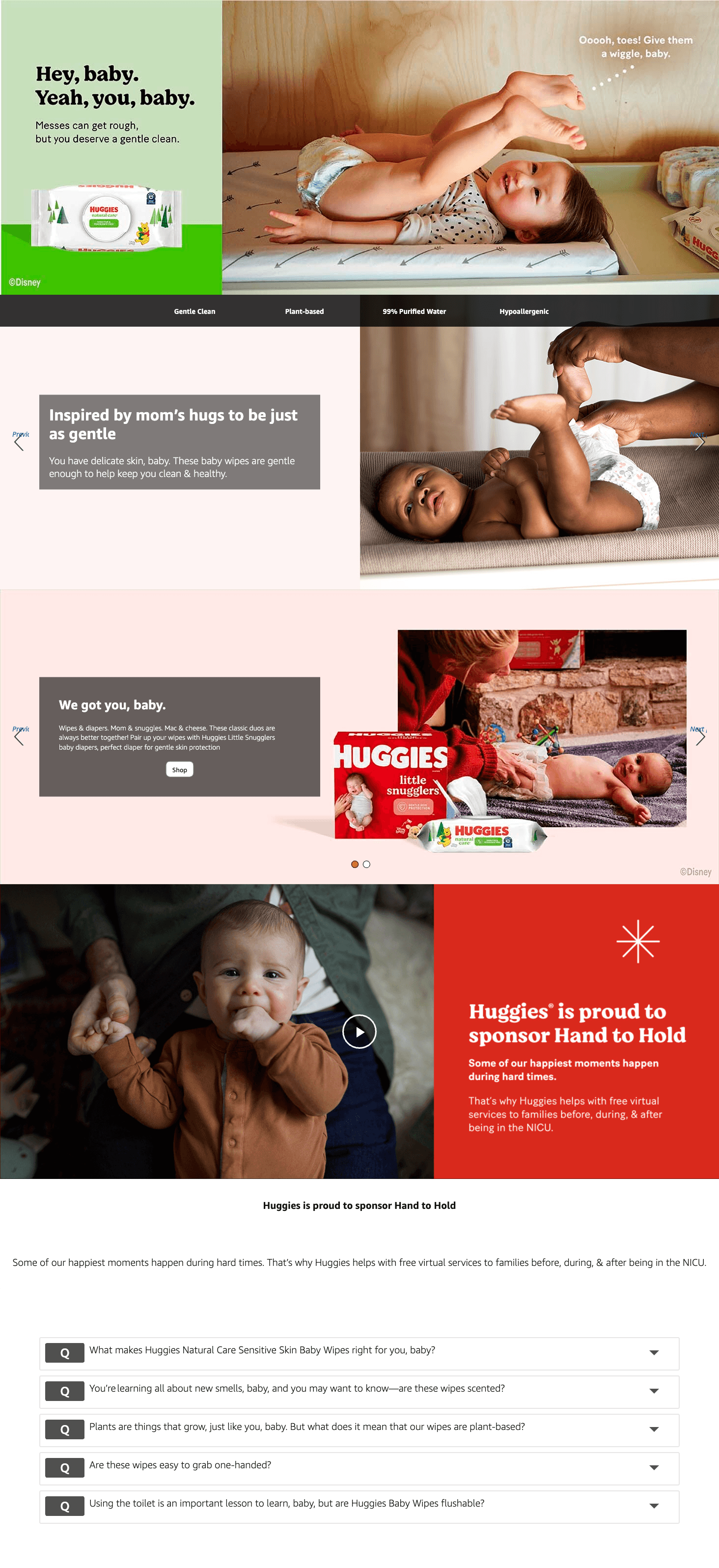 Premium A+ Content for Amazon.com: Huggies Natural Care Sensitive Baby Wipes